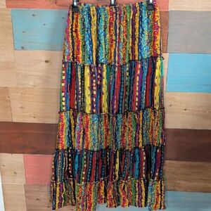 Choices Multicolor Striped Tiered Maxi Skirt